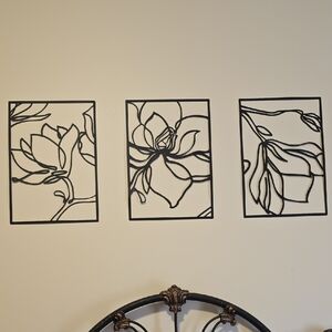 Espresso Floral Metal Wall Art 3pc Set - Home Wall Decor